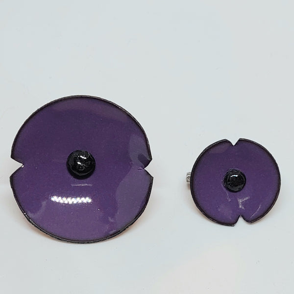 ANZAC Range - Purple Enamel Poppy Unisex Brooch - Large