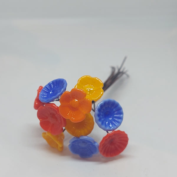 Glass Art - Large Mini Flower Bouquet - Pastel Rainbow