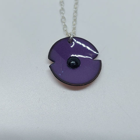Anzac Range - Purple Enamel Poppy Pendant - Small
