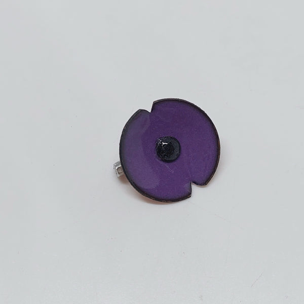 Anzac Range - Purple Enamel Poppy Unisex Brooch - Small