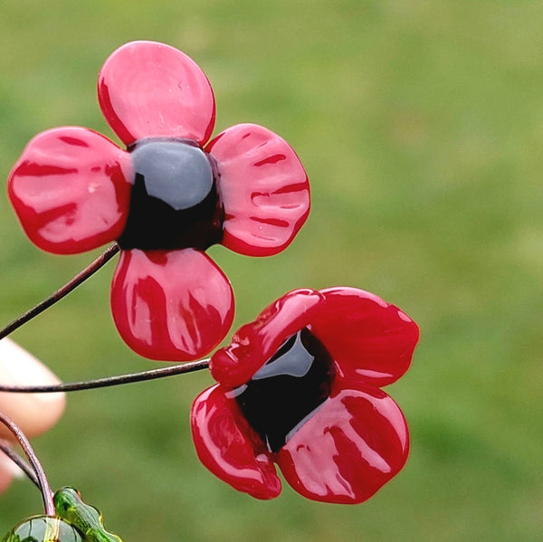 Glass Art - Anzac Red Poppy "Specialised" Bouquet