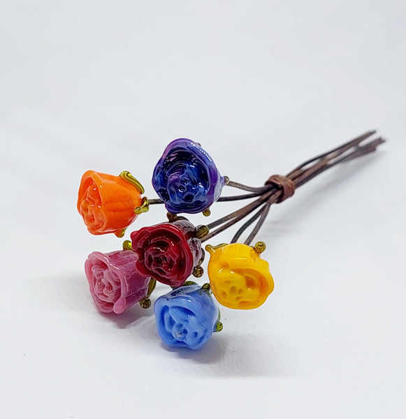 NEW!! Glass Art - Rainbow Rose Mini Bouquet