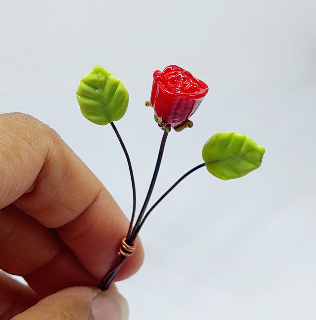 NEW!! Glass Art - Rosebuds: Single mini stems - choose from six colours