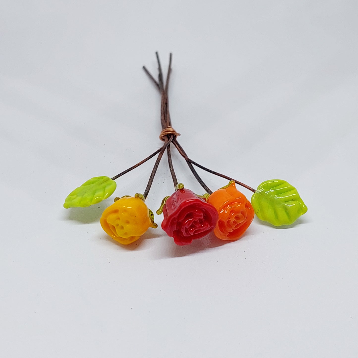 NEW!! Glass Art Trio Rosebud Tiny Bouquet - Cheerful
