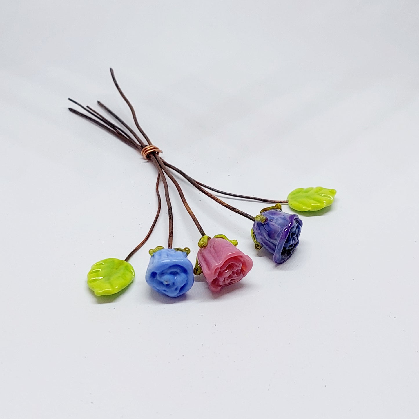 NEW!! Glass Art Trio Rosebud Tiny Bouquet - Romantic