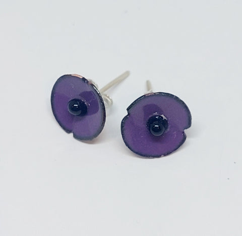 NEW!! Anzac Range - Enamel Purple Poppy Studs