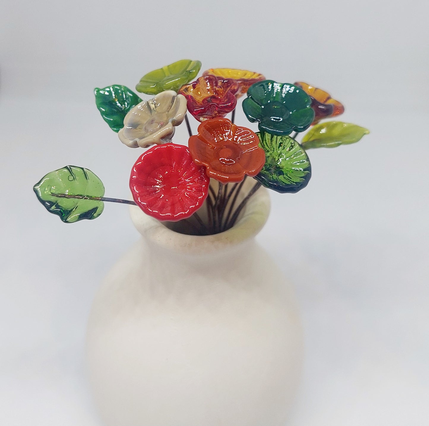 NEW!! Glass Art - Autumn Foliage Mini Flower Bouquet