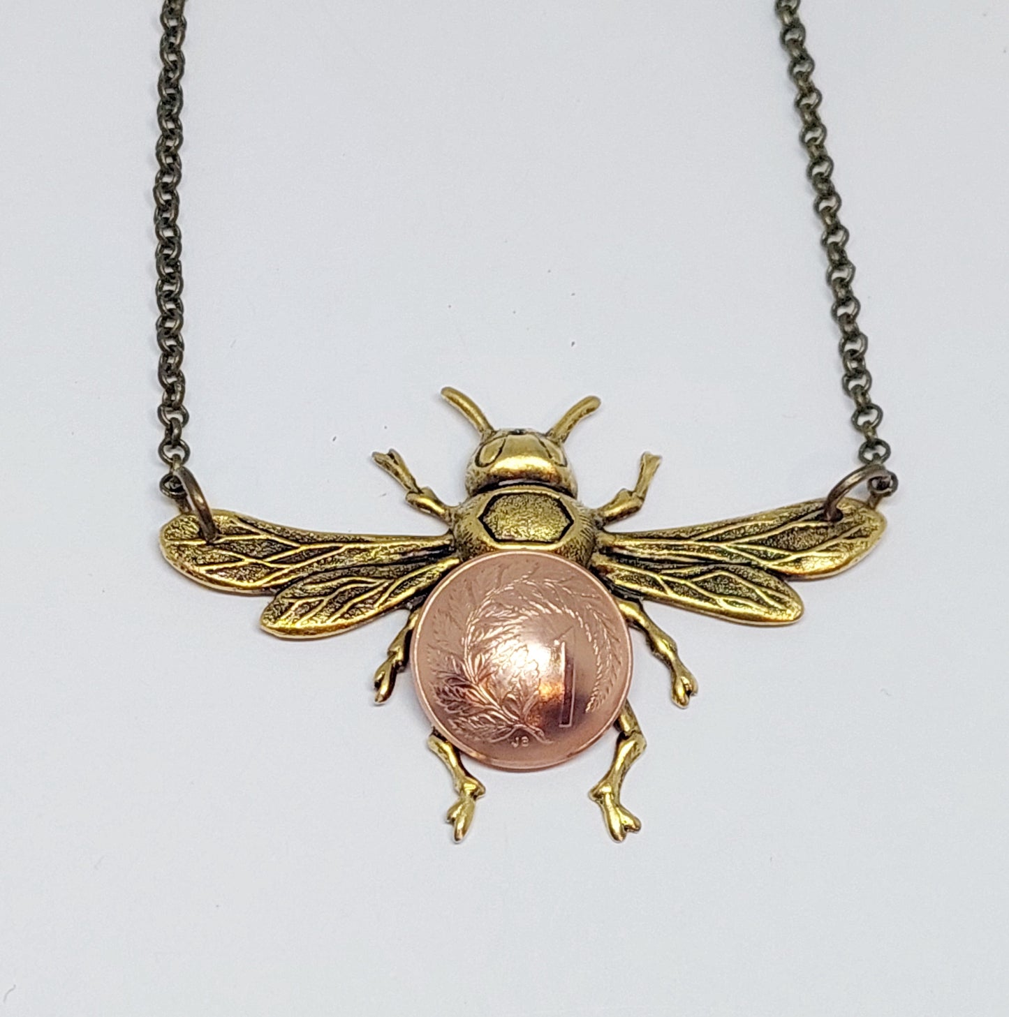Re-minted Honeybee Pendants with NZ Coins - Brass or Silver
