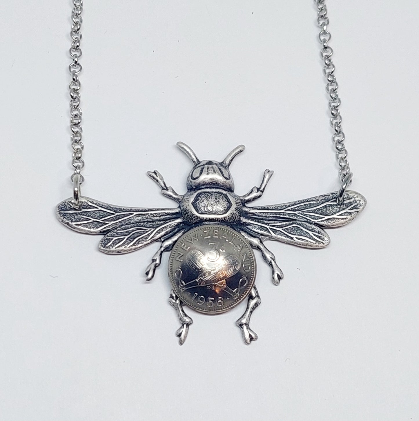 Re-minted Honeybee Pendants with NZ Coins - Brass or Silver