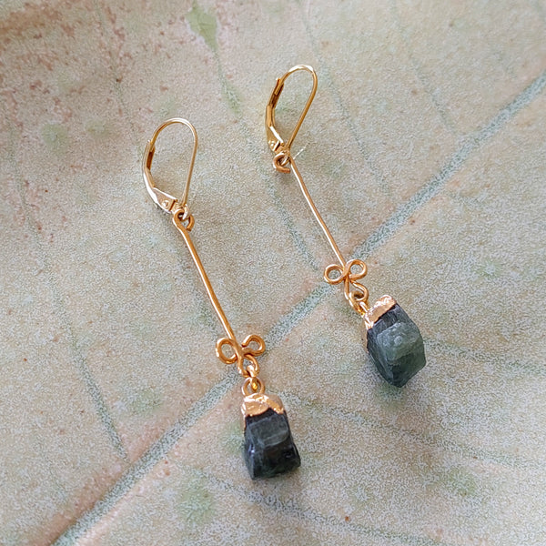 Natural Gemstones Timeless Filigree Drop Earrings with Green Sapphires