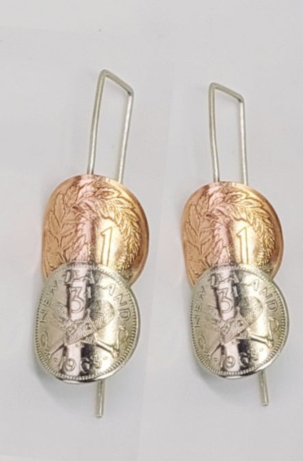 SALE!! Re-minted Duo Artisan Coin Earrings - Silver, Copper or Mixed Metals