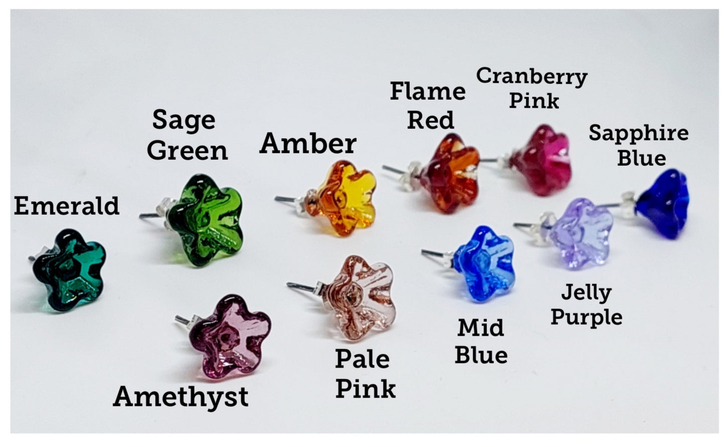 Glass Art - Vibrant Floral Stud Earrings - Star Jasmines