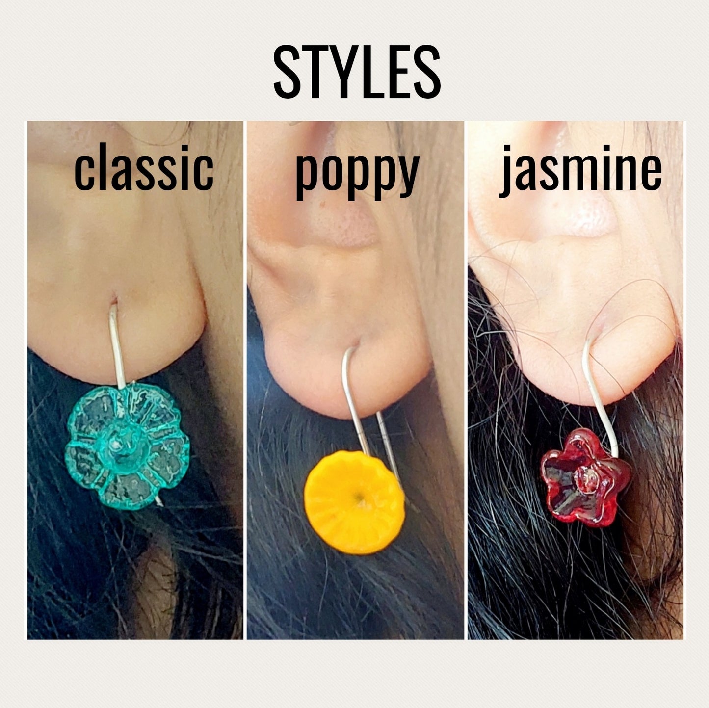 Glass Art Vibrant Floral Drop Earrings