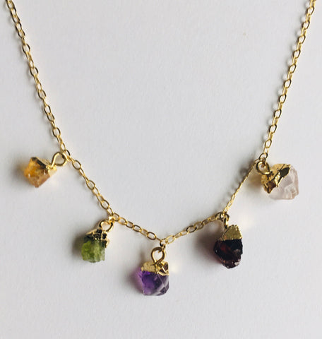 SALE!! Natural Gemstones - Five Stone Necklace in Classic Colours
