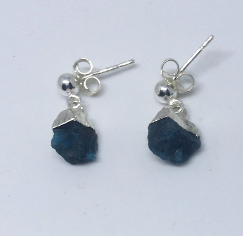 SALE!! Natural Gemstones - Mini Raw Stone Earrings - Silver Gemstones