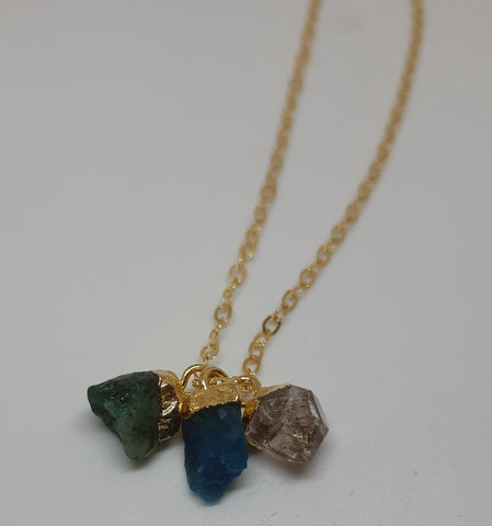 SALE!! Natural Gemstones - Mini Raw Stone Trio Necklace - NZ Nature